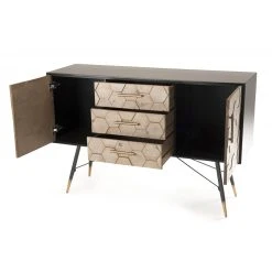 MACABANE Buffet 2 Portes 3 Tiroirs Scandinave En Sapin Et Métal - DEBORAH -SoBuy Shop buffet 2 portes 3 tiroirs scandinave en sapin et metal deborah design 1235799 2 1140x1140