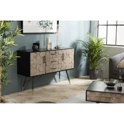 MACABANE Buffet 2 Portes 3 Tiroirs Scandinave En Sapin Et Métal - DEBORAH -SoBuy Shop buffet 2 portes 3 tiroirs scandinave en sapin et metal deborah design 1235799 3 1140x1140