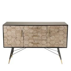 MACABANE Buffet 2 Portes 3 Tiroirs Scandinave En Sapin Et Métal - DEBORAH