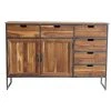 Tousmesmeubles Buffet 2 Portes 6 Tiroirs Bois Massif/Acier - MILINA -SoBuy Shop buffet 2 portes 6 tiroirs bois massifacier milina 12502520 33405354 1140x1140