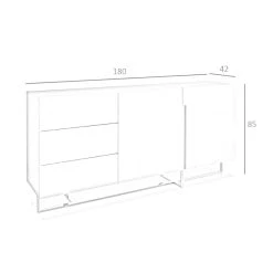 Angel Cerda Buffet En Bois Blanc Et Acier Chromé -SoBuy Shop buffet 2 portes design laura 180cm blanc laque 10519816 837706 6 1140x1140