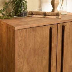 MACABANE Buffet 2 Portes En Bois De Teck Recyclé Pieds En Métal Noir -SoBuy Shop buffet 2 portes en bois de teck recycle pieds en metal noir 501591 5 1140x1140