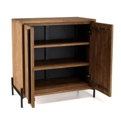 MACABANE Buffet 2 Portes En Bois De Teck Recyclé Pieds En Métal Noir -SoBuy Shop buffet 2 portes en bois de teck recycle pieds en metal noir 501591 7 1140x1140
