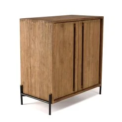 MACABANE Buffet 2 Portes En Bois De Teck Recyclé Pieds En Métal Noir -SoBuy Shop buffet 2 portes en bois de teck recycle pieds en metal noir 501591 8 1140x1140