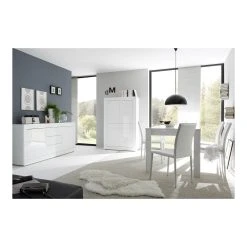 KASALINEA Buffet Bahut Blanc Brillant Laqué 2 Portes 3 Tiroirs Design ARIEL -SoBuy Shop buffet 2p 4t blanc laque design zd3 z