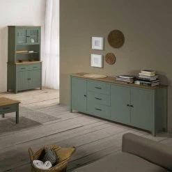 Tousmesmeubles Buffet 3 Portes 3 Tiroirs Bois/Vert - DARANMI -SoBuy Shop buffet 3 portes 3 tiroirs boisvert daranmi 10964168 28640298 1140x1140