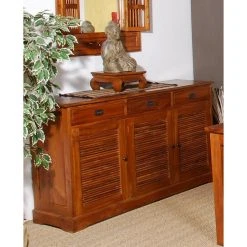 MACABANE Bahut AYAN 3 Portes Bois Teck 6 MACABANE Bahut AYAN 3 Portes Bois Teck -SoBuy Shop buffet 3 portes 3 tiroirs en teck miel design 500222 2 1140x1140