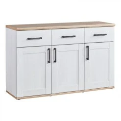 BUT Buffet 3 Portes 3 Tiroirs ROMANCE Imitation Pin/ Imitation Chêne