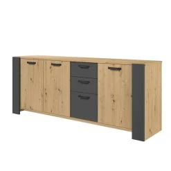 BUT Buffet 3 Portes 3 Tiroirs STAN Imitation Chêne Artisan Et Gris -SoBuy Shop buffet 3 portes 3 tiroirs stan imitation chene artisan et gris 13342752 36415420 1140x1140