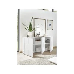 SUBLEEM Buffet 3 Portes En Bois Altamura Blanc Laqué Brillant -SoBuy Shop buffet 3 portes en bois altamura blanc laque brillant 1