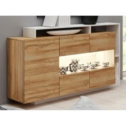 Vente-unique Buffet 3 Portes Et 3 Niches - Avec LEDs - Coloris : Naturel Et Blanc -... -SoBuy Shop buffet 3 portes et 3 niches avec leds coloris naturel et blanc idesia 13642898 37532756 1140x1140