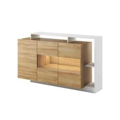 Vente-unique Buffet 3 Portes Et 3 Niches - Avec LEDs - Coloris : Naturel Et Blanc -... -SoBuy Shop buffet 3 portes et 3 niches avec leds coloris naturel et blanc idesia 13642898 37532758 1140x1140