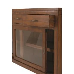 MACABANE Buffet EDEN 2 Portes Coulissantes Vitrées 3 Tiroirs Bois Mindi -SoBuy Shop buffet 3 tiroirs 2 portes coulissantes vitrees en bois mindi unique design 501040 4 1140x1140