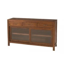 MACABANE Buffet EDEN 2 Portes Coulissantes Vitrées 3 Tiroirs Bois Mindi -SoBuy Shop buffet 3 tiroirs 2 portes coulissantes vitrees en bois mindi unique design 501040 5 1140x1140