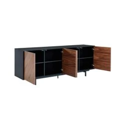 Vente-unique Buffet ISMAEL - 4 Portes - MDF Placage Noyer Et Métal Noir -SoBuy Shop buffet 315157