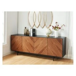 Vente-unique Buffet ISMAEL - 4 Portes - MDF Placage Noyer Et Métal Noir -SoBuy Shop buffet 315163 1
