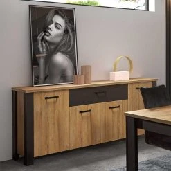 Tousmesmeubles Buffet 4 Portes 1 Tiroir Chêne Naturel/Noir- ARTEMIS 8 Tousmesmeubles Buffet 4 Portes 1 Tiroir Chêne Naturel/Noir- ARTEMIS -SoBuy Shop buffet 4 portes 1 tiroir chene naturelnoir artemis 12502582 33405592 1140x1140