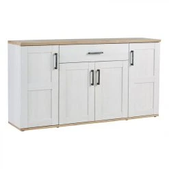 BUT Buffet 4 Portes 1 Tiroir ROMANCE Imitation Pin/ Imitation Chêne