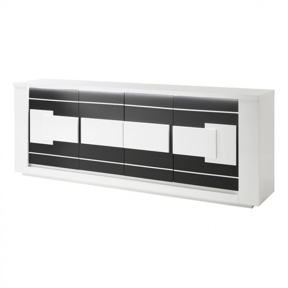 Modern Living Buffet 4 Portes BELLARIVA Laqué Blanc/ Gris Anthracite 5 Modern Living Buffet 4 Portes BELLARIVA Laqué Blanc/ Gris Anthracite – Image 3