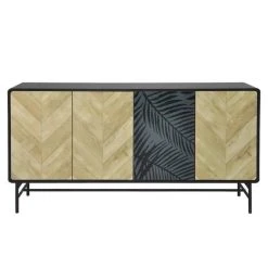 CSTORE Buffet 4 Portes - Bois Et Métal Noir - L 160 X P 40 X H 93 - BROOKLYN