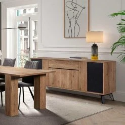 Tousmesmeubles Buffet 4 Portes Chêne Miel/Métal - CENIZA -SoBuy Shop buffet 4 portes chene mielmetal ceniza 10912456 28506566 1140x1140