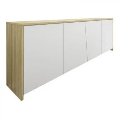 BUT Buffet 4 Portes ESSENTIAL Imitation Chêne Et Blanc