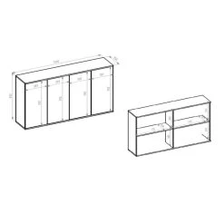 BUT Buffet 4 Portes TOLEDO Décor Chêne Sonoma/blanc -SoBuy Shop buffet 4 portes toledo decor chene sonomablanc 13342772 36415520 1140x1140