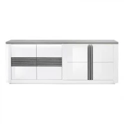 Modern Living Buffet 4 Portes VERTIGO Blanc/chêne Gris