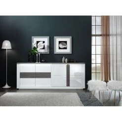 Modern Living Buffet 4 Portes VERTIGO Blanc/chêne Gris -SoBuy Shop buffet 4 portes vertigo blancchene gris 9161113 23915705 1140x1140