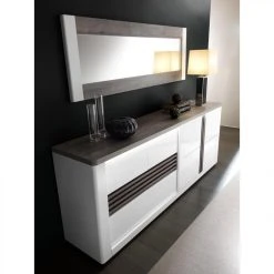 Modern Living Buffet 4 Portes VERTIGO Blanc/chêne Gris -SoBuy Shop buffet 4 portes vertigo blancchene gris 9161113 23915707 1140x1140