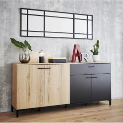 Time Buffet 4 Portes/1 Tiroir TRUST Imitation Chêne/noir -SoBuy Shop buffet 4 portes1 tiroir trust chenenoir 9161117 23915719 1140x1140