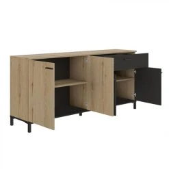 Time Buffet 4 Portes/1 Tiroir TRUST Imitation Chêne/noir -SoBuy Shop buffet 4 portes1 tiroir trust chenenoir 9161117 23915723 1140x1140