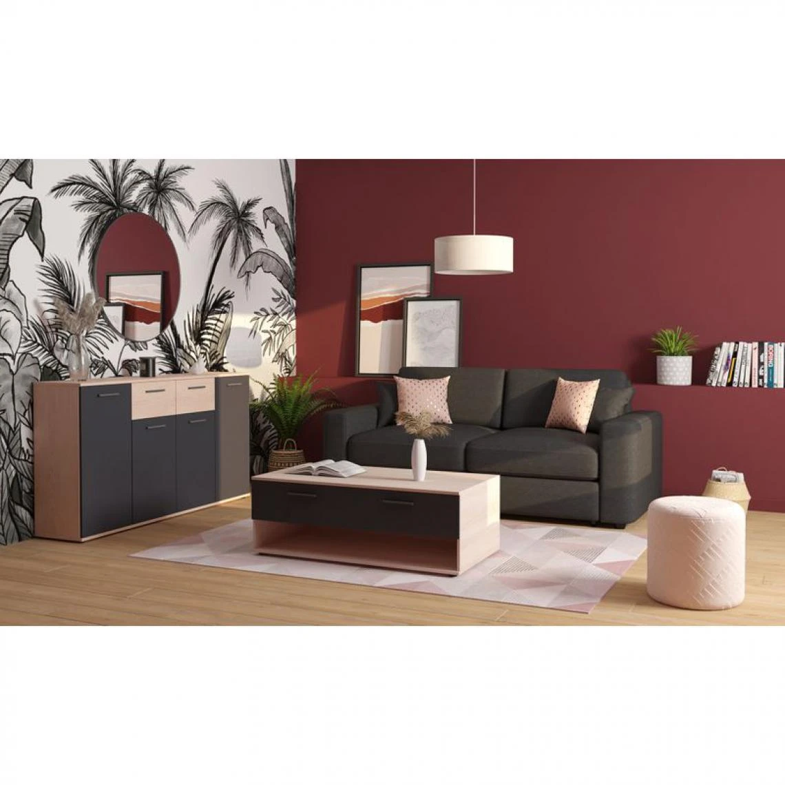 BUT Buffet 4 Portes/2 Tiroirs TOLEDO Décor Chêne Sonoma/gris 6 BUT Buffet 4 Portes/2 Tiroirs TOLEDO Décor Chêne Sonoma/gris – Image 4