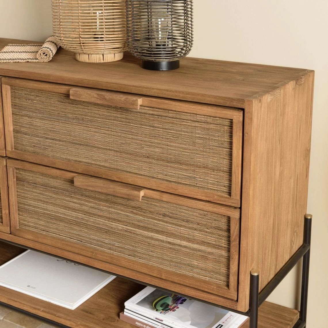 MACABANE Buffet 4 Tiroirs 1 étagère En Bois De Teck Recyclé 7 MACABANE Buffet 4 Tiroirs 1 étagère En Bois De Teck Recyclé – Image 5