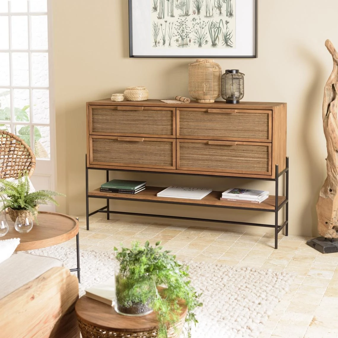 MACABANE Buffet 4 Tiroirs 1 étagère En Bois De Teck Recyclé 3 MACABANE Buffet 4 Tiroirs 1 étagère En Bois De Teck Recyclé