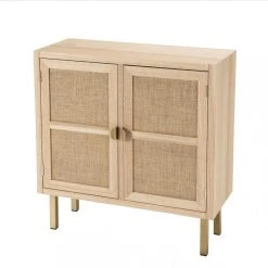 MACABANE Buffet ALINE 2 Portes Toile De Jute Pieds Métal Doré -SoBuy Shop buffet aline 2 portes toile de jute pieds metal dore design 3197658 2 1140x1140 2