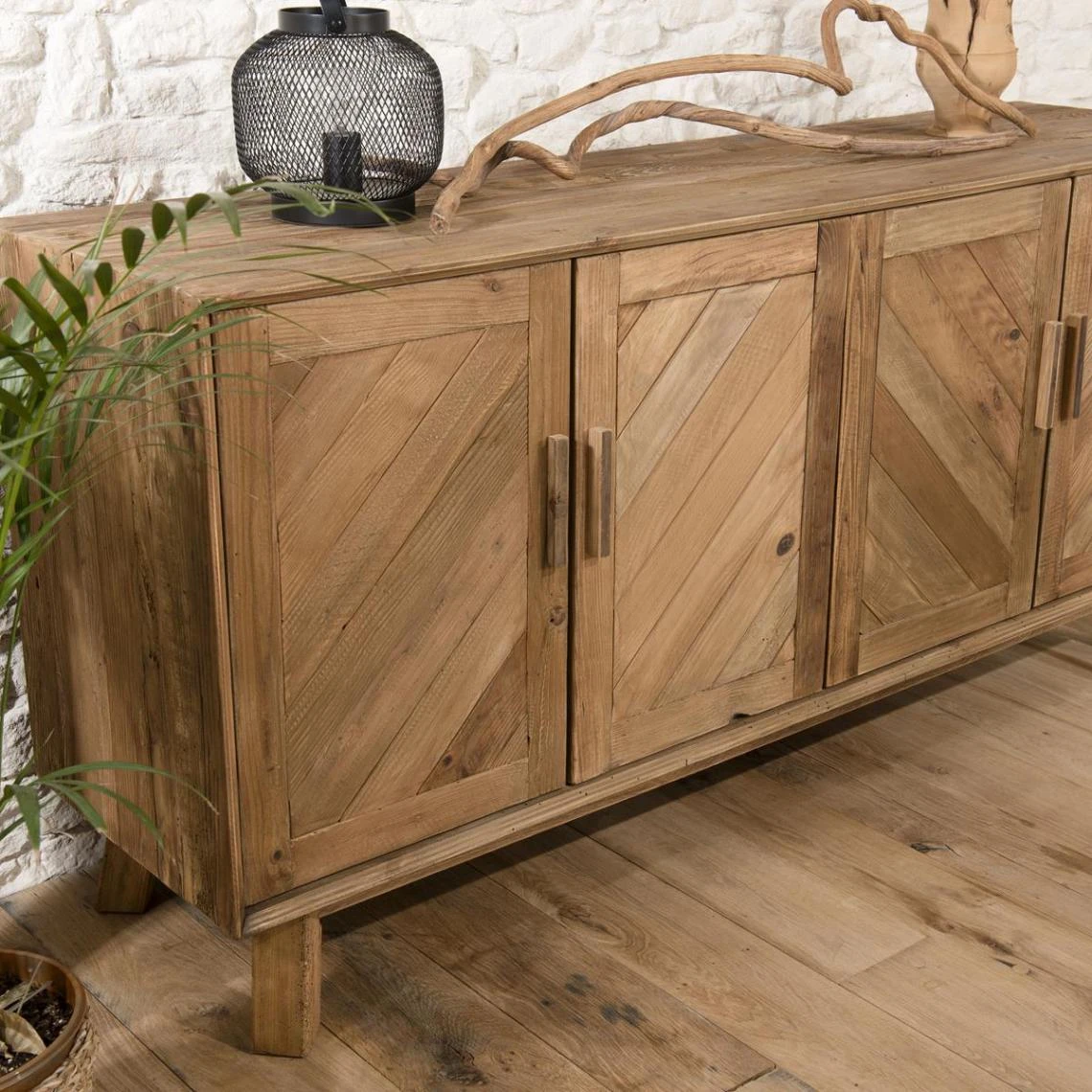 MACABANE Buffet ANDRIAN 4 Portes Bois Pin Recyclé 13 MACABANE Buffet ANDRIAN 4 Portes Bois Pin Recyclé – Image 11