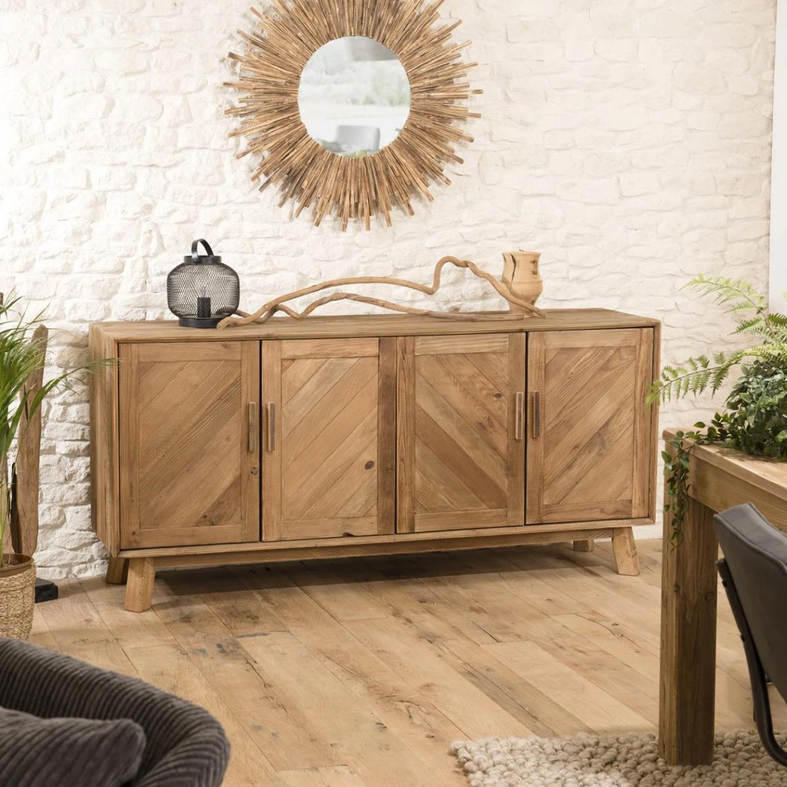MACABANE Buffet ANDRIAN 4 Portes Bois Pin Recyclé 3 MACABANE Buffet ANDRIAN 4 Portes Bois Pin Recyclé