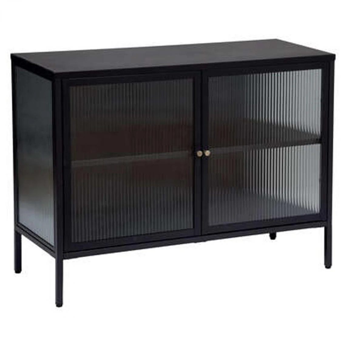 Pegane Buffet Avec 2 Portes En Verre / Acier Coloris Noir - Longueur 100 X Pr... 3 Pegane Buffet Avec 2 Portes En Verre / Acier Coloris Noir - Longueur 100 X Pr...