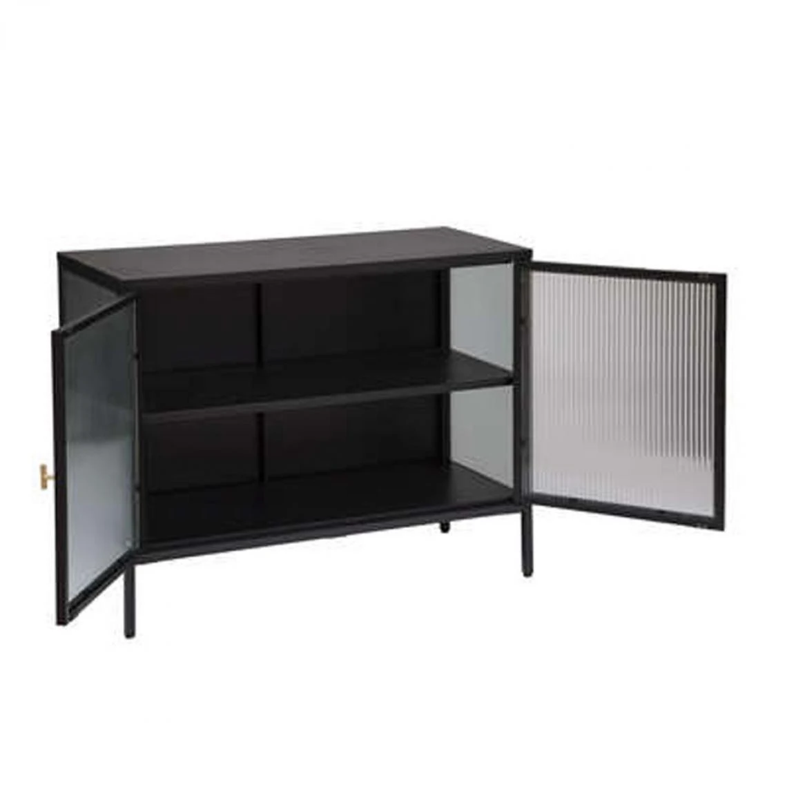 Pegane Buffet Avec 2 Portes En Verre / Acier Coloris Noir - Longueur 100 X Pr... 4 Pegane Buffet Avec 2 Portes En Verre / Acier Coloris Noir - Longueur 100 X Pr... – Image 2