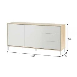 Pegane Buffet Avec 2 Portes Et 3 Tiroirs Coloris Chêne Canadien / Blanc Arti... -SoBuy Shop buffet avec 2 portes et 3 tiroirs coloris chene canadien blanc artic hauteur 74 x longueur 154 x profondeur 41 cm 10516480 27258470 1140x1140