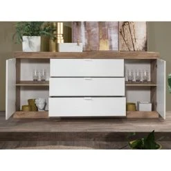 Vente-unique Buffet Avec 2 Portes Et 3 Tiroirs - Naturel Et Blanc Laqué - EVOLIA 9 Vente-unique Buffet Avec 2 Portes Et 3 Tiroirs - Naturel Et Blanc Laqué - EVOLIA -SoBuy Shop buffet avec 2 portes et 3 tiroirs naturel et blanc laque evolia 13908066 38567924 1140x1140