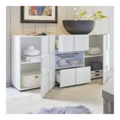 HAPPYMOBILI Buffet Blanc Laqué Brillant Design ARTIC 9 HAPPYMOBILI Buffet Blanc Laqué Brillant Design ARTIC -SoBuy Shop buffet bas blanc 180cm design zd3 z