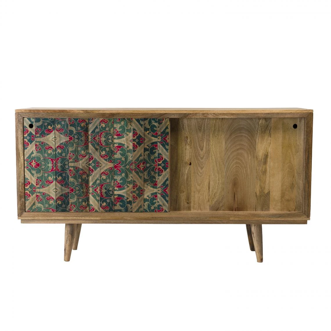 MACABANE Buffet Bois Manguier 160x45cm 2 Portes Coulissantes 1 étagère Bali 4 MACABANE Buffet Bois Manguier 160x45cm 2 Portes Coulissantes 1 étagère Bali – Image 2