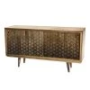 MACABANE Buffet Bois Manguier 160x45cm 2 Portes Coulissantes 1 étagère Phuket
