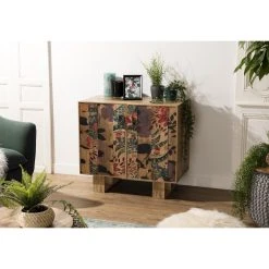 MACABANE Buffet Bois Manguier 81x45cm 2 Portes 2 étagères Pondichery -SoBuy Shop buffet bois manguier 81x45cm 2 portes 2 etageres pondichery design 1207847 3 1140x1140