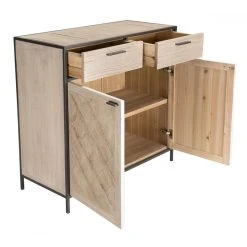 MACABANE Buffet 2 Portes 2 Tiroirs Sapin Et Métal CARLA -SoBuy Shop buffet clemence 2 portes 2 tiroirs sayann et metal design 737000 4 1140x1140
