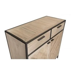 MACABANE Buffet 2 Portes 2 Tiroirs Sapin Et Métal CARLA -SoBuy Shop buffet clemence 2 portes 2 tiroirs sayann et metal design 737000 5 1140x1140