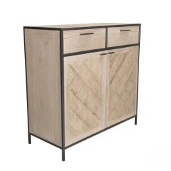 MACABANE Buffet 2 Portes 2 Tiroirs Sapin Et Métal CARLA -SoBuy Shop buffet clemence 2 portes 2 tiroirs sayann et metal design 737000 6 1140x1140