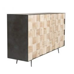 MACABANE Buffet 4 Portes Sapin Et Pieds Métal CARLA -SoBuy Shop buffet clemence 4 portes sayann et pieds metal design 737004 6 1140x1140